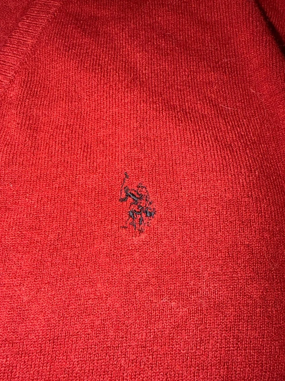 U.S. Polo Assn. Men's V-Neck Sweater in Deep Red